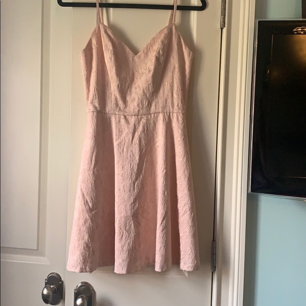 AQUA pink dress, flower embroidered